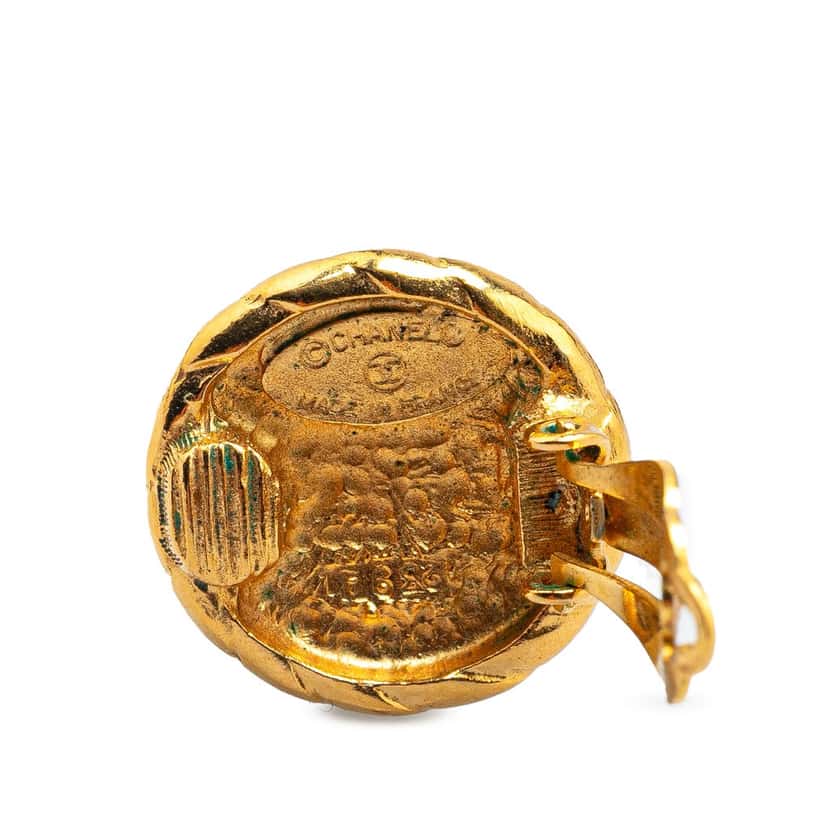 Chanel Gold Plated CC Clip On Earrings Gold Metal Good condition - Inside View
