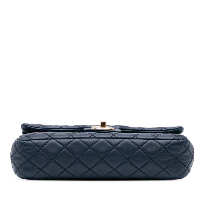 Chanel Medium Classic Calfskin Double Flap Blue Leather Good condition - Inside View