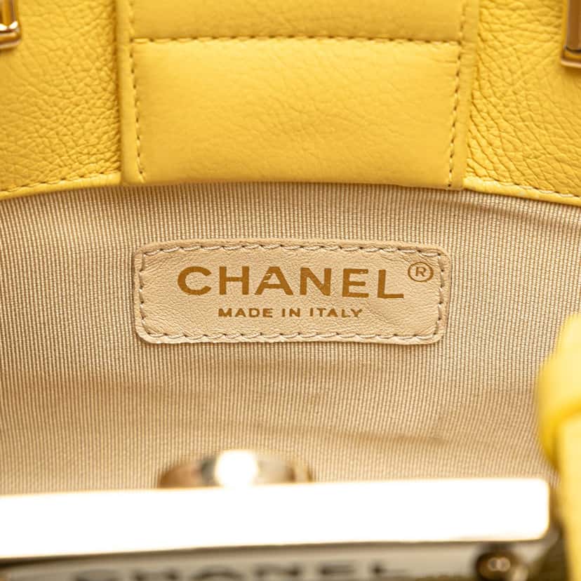 Chanel Mini Calfskin Label Click Shopping Tote Yellow Leather Very good condition - Box View