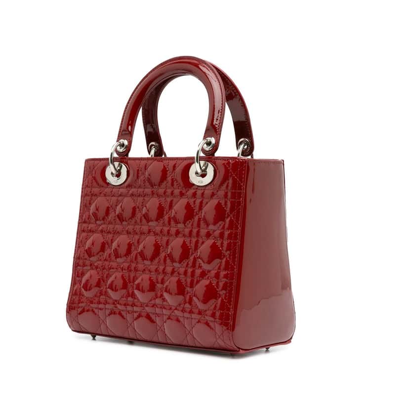 Dior Medium Patent Cannage Lady Dior Red Leather Good condition - Back View