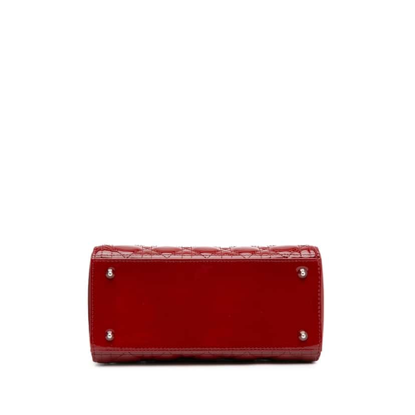 Dior Medium Patent Cannage Lady Dior Red Leather Good condition - Inside View