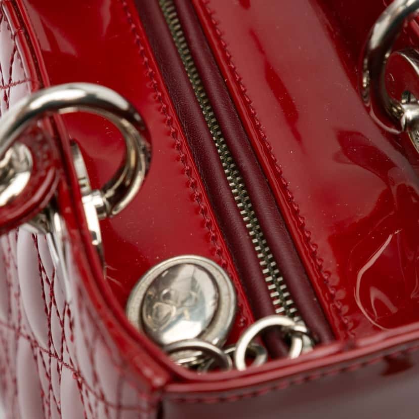 Dior Medium Patent Cannage Lady Dior Red Leather Good condition - Box View