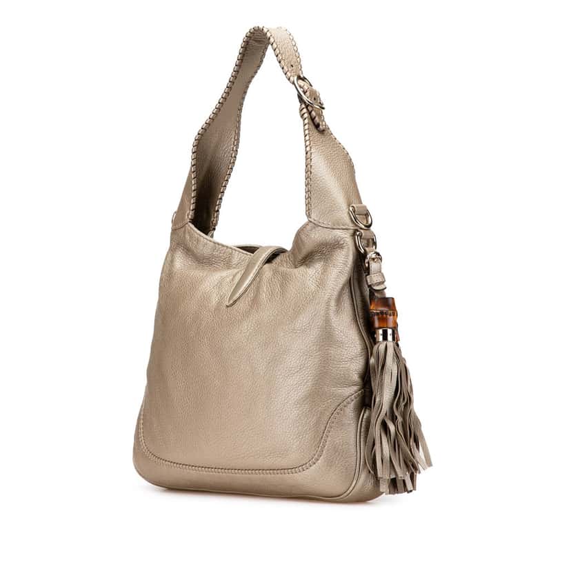 Gucci Medium Calfskin New Jackie Satchel Gold Leather Good condition - Back View