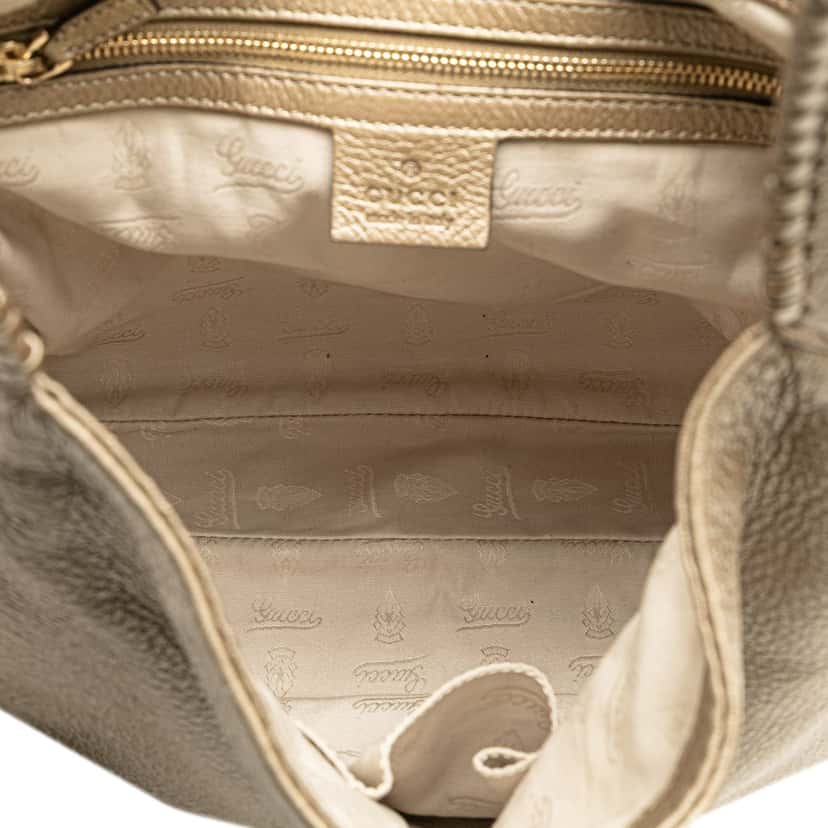 Gucci Medium Calfskin New Jackie Satchel Gold Leather Good condition - Model View