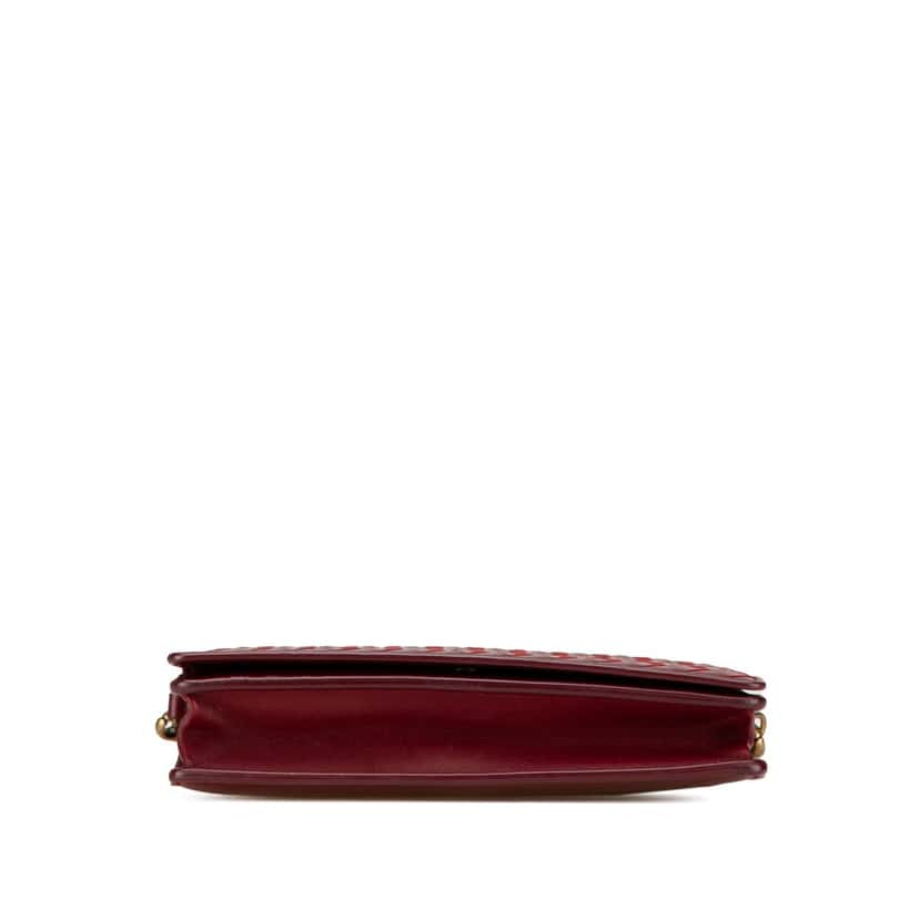 Bottega Veneta Nappa Intrecciato Wallet On Chain Red Leather Good condition - Inside View
