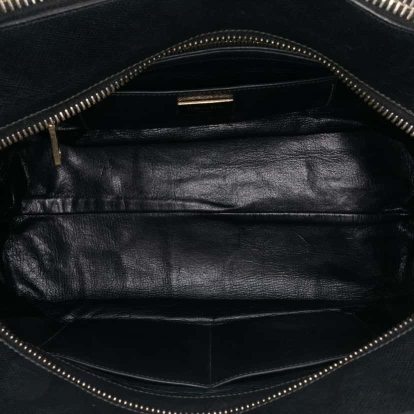 Prada Saffiano Cuir Triple Zip Dome Top Handle Bag Black Leather Good condition - Model View
