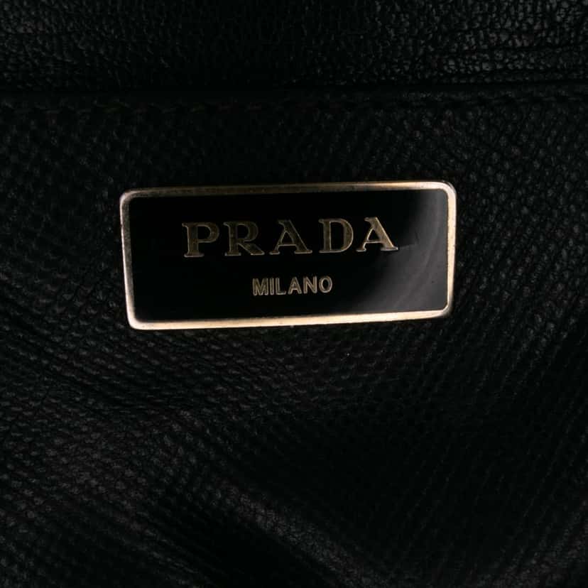 Prada Saffiano Cuir Triple Zip Dome Top Handle Bag Black Leather Good condition - Box View