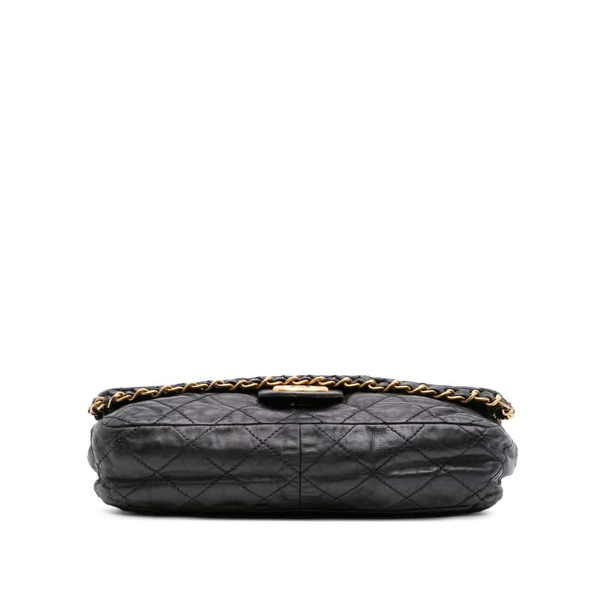 Chanel Medium Quilted Aged Calfskin Chain Me Flap Black Leather Fair condition - Inside View