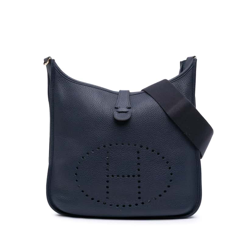 Hermès Clemence Evelyne III 33 Blue Leather Good condition - Front View