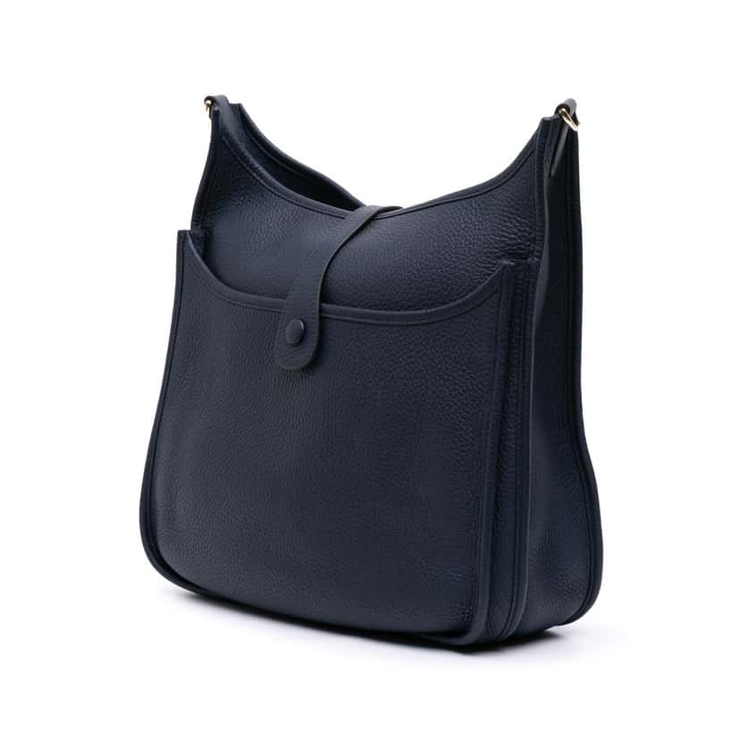 Hermès Clemence Evelyne III 33 Blue Leather Good condition - Back View