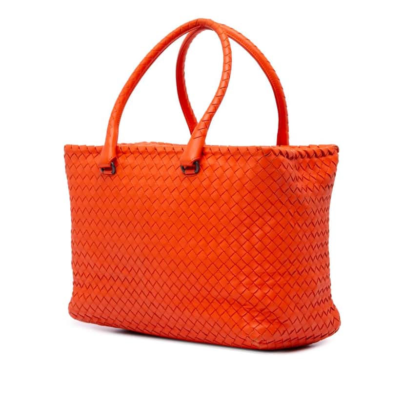Bottega Veneta Nappa Intrecciato Brick Tote Orange Leather Good condition - Back View