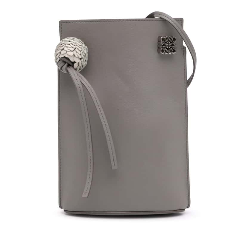 Loewe Calfskin Dice Pocket Crossbody Grey Leather Good condition - Front View