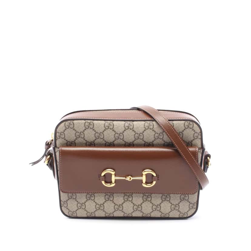 Gucci Small GG Supreme Horsebit 1955 Crossbody Brown Canvas Good condition - Front View