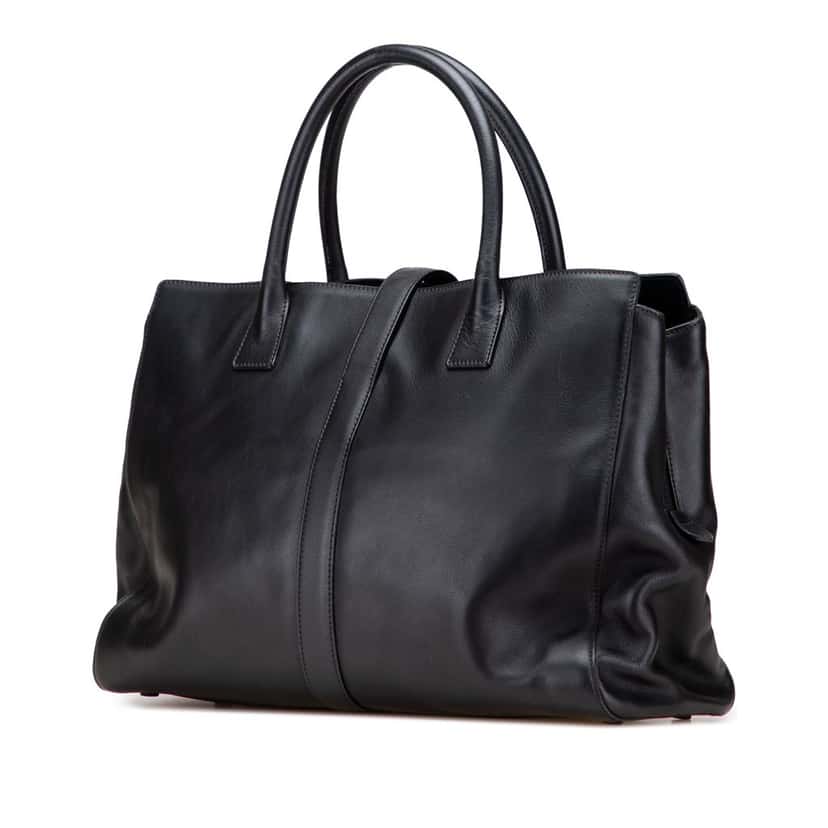 Chanel Calfskin CC Turnlock Tote Black Leather Good condition - Back View