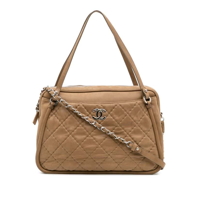 Chanel Quilted Iridescent Calfskin Relax CC Satchel Brown Leather Good condition - Front View