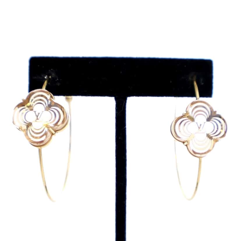 Louis Vuitton Gold Plated Resin A La Folie Hoop Earrings Gold Metal Good condition - Front View