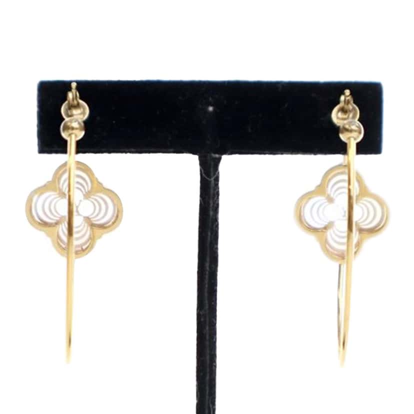 Louis Vuitton Gold Plated Resin A La Folie Hoop Earrings Gold Metal Good condition - Inside View