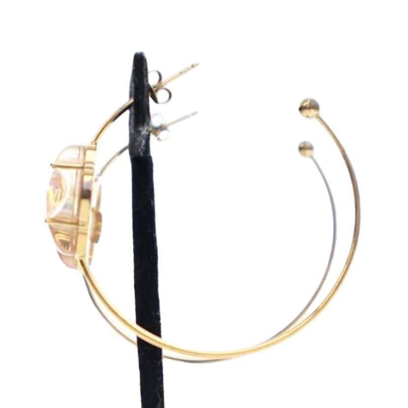Louis Vuitton Gold Plated Resin A La Folie Hoop Earrings Gold Metal Good condition - Box View