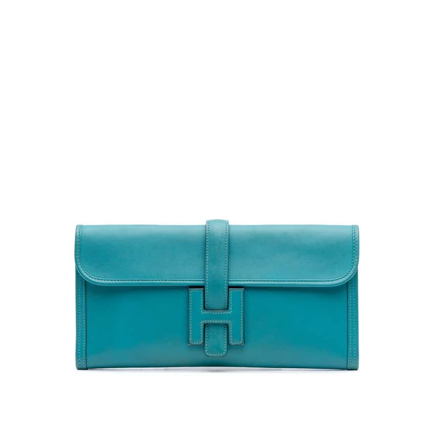 Hermès Swift Jige Elan 29 Blue Leather Good condition - Front View