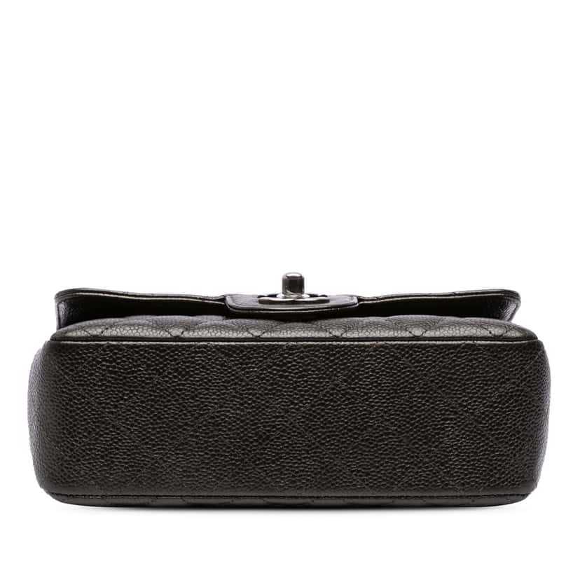 Chanel Mini Rectangular Classic Caviar Single Flap Grey Leather Good condition - Inside View
