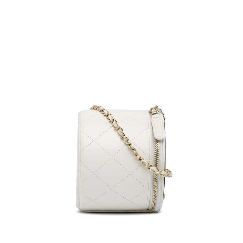 Chanel Chain and Charm Vanity Case White Leather Good condition - Inside View