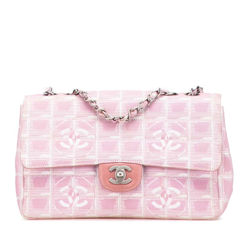Chanel Medium New Travel Line Nylon Single Flap Pink Good condition - Front View
