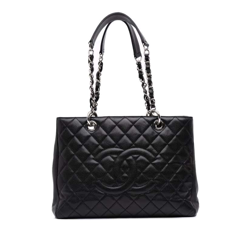 Chanel Caviar Grand Shopping Tote Black Leather Good condition - Front View