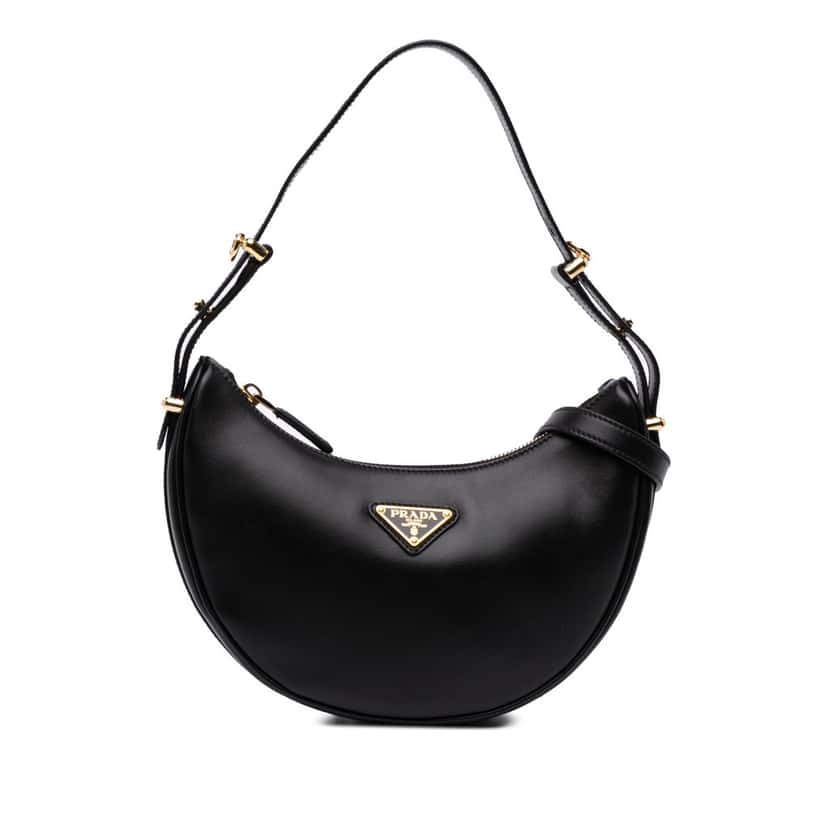 Prada Small Soft Calf Arque Satchel Black Leather Good condition - Front View