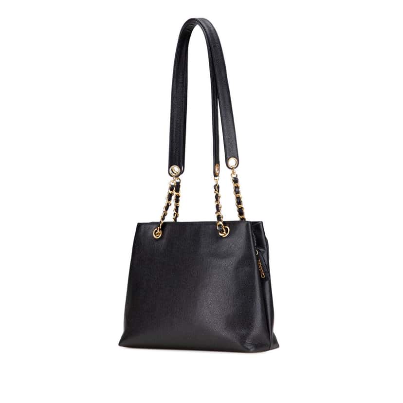 Chanel CC Caviar Shoulder Bag Black Leather Good condition - Back View