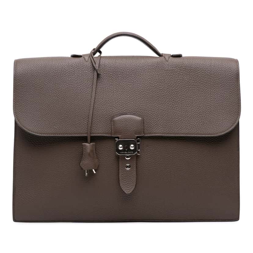 Hermès Togo Sac A Depeches 38 Brown Leather Good condition - Front View