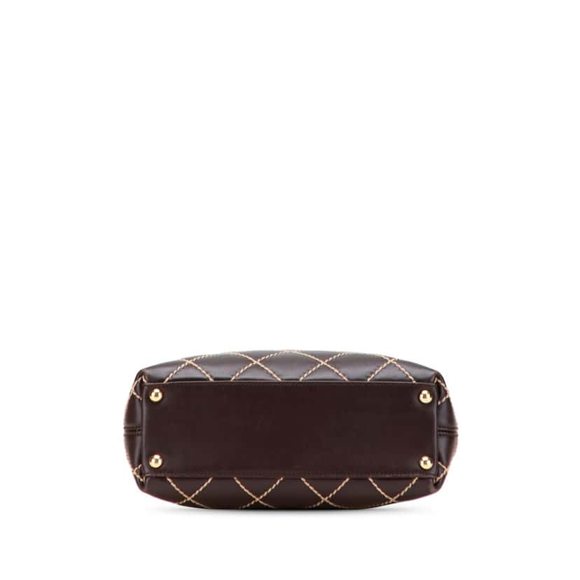 Chanel Small CC Calfskin Surpique Tote Brown Leather Good condition - Inside View