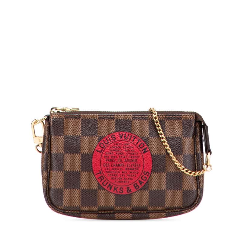 Louis Vuitton Damier Ebene Trunks and Bags Mini Pochette Accessoires Brown Canvas Good condition - Front View
