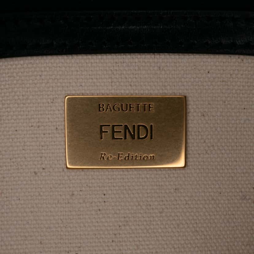 Fendi Chinese Valentines Day Zucca Embroidered Canvas Baguette Satchel Brown Canvas Good condition - Box View