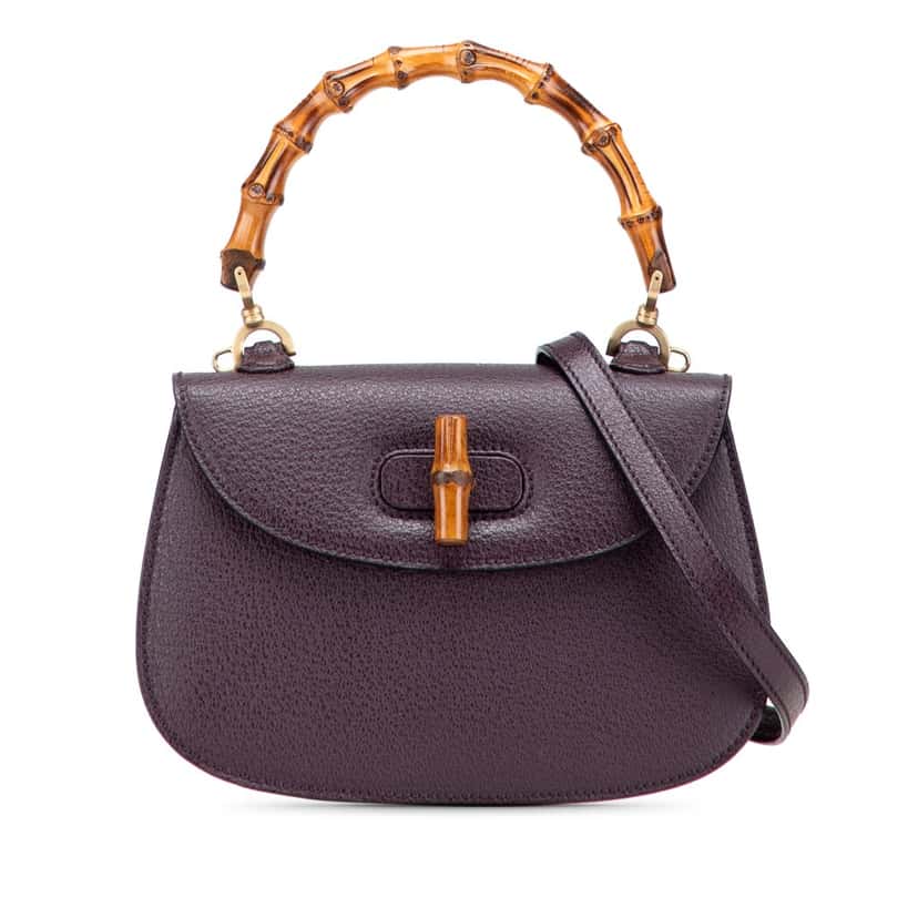 Gucci Calfskin Bamboo Night Purple Leather Good condition - Front View