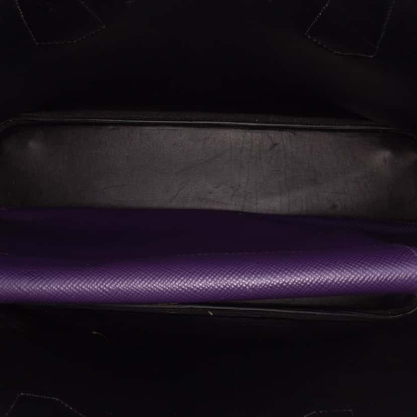Prada Medium Saffiano Cuir Double Satchel Purple Leather Good condition - Model View