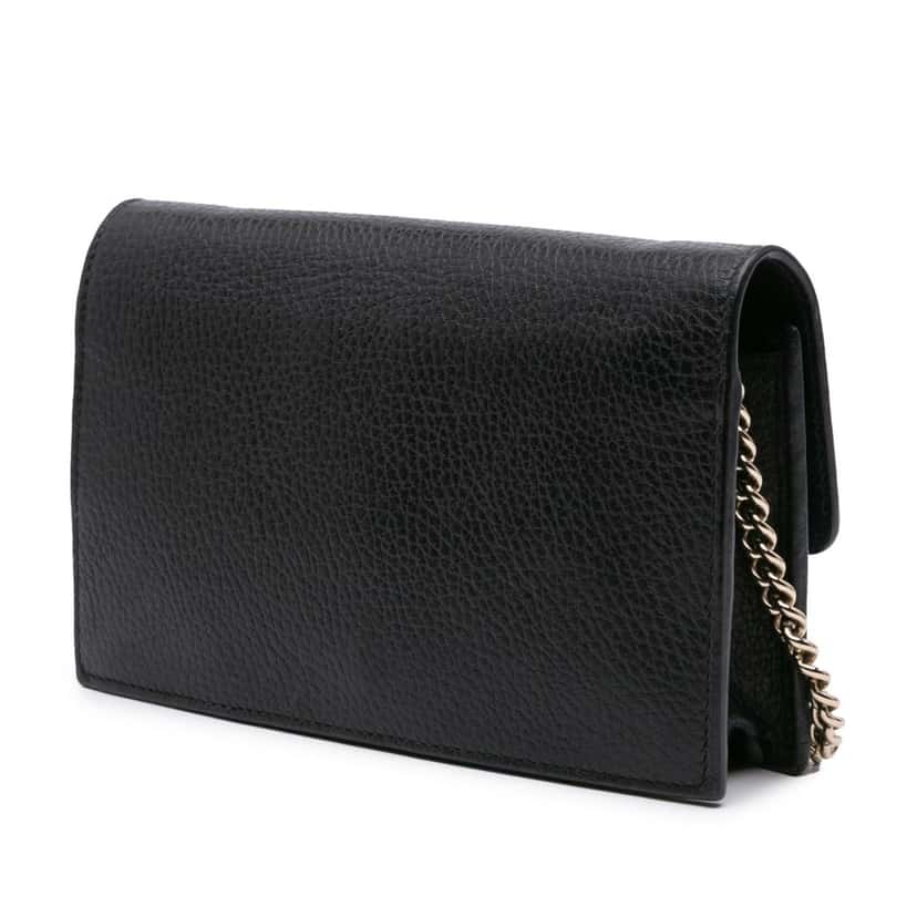 Gucci Leather Interlocking G Dollar Wallet on Chain Black Leather Good condition - Back View