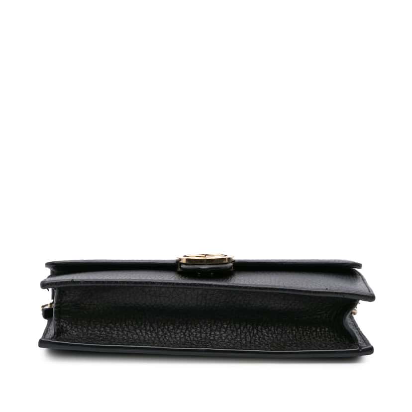 Gucci Leather Interlocking G Dollar Wallet on Chain Black Leather Good condition - Inside View