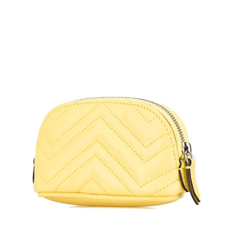 Gucci GG Marmont Matelasse Key Pouch Yellow Leather Good condition - Back View
