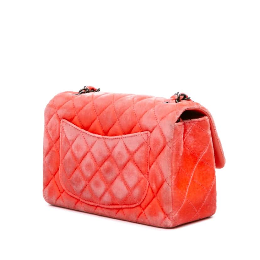 Chanel Mini Rectangular Classic Velvet Single Flap Orange Velvet Very good condition - Back View