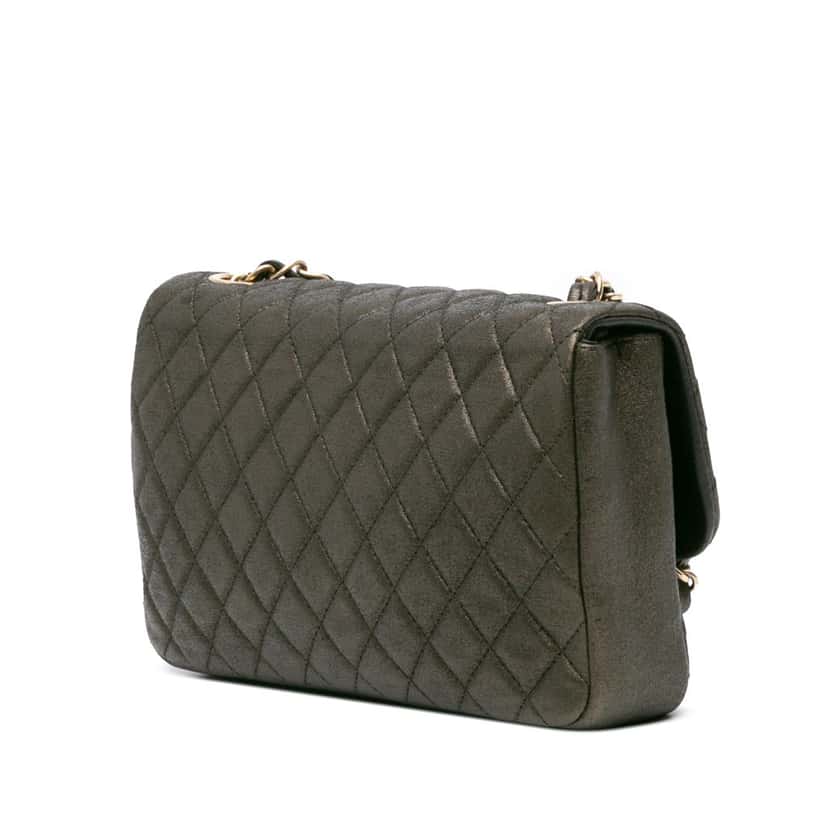 Chanel Small Quilted Iridescent Calfskin Crystal Single Flap Brown Leather Good condition - Back View