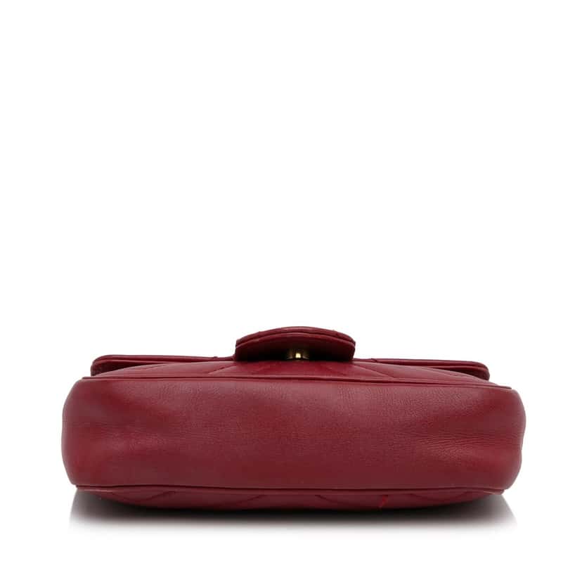 Gucci Super Mini GG Marmont Matelasse Leather Flap Crossbody Red Leather Good condition - Box View