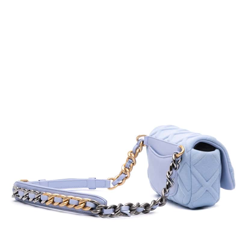 Chanel Jersey 19 Flap Belt Bag Blue Cotton Good condition - Back View