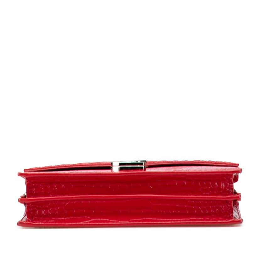 Saint Laurent Croc Embossed Leather Monogram Cassandra Clasp Bag Red Leather Very good condition - Inside View