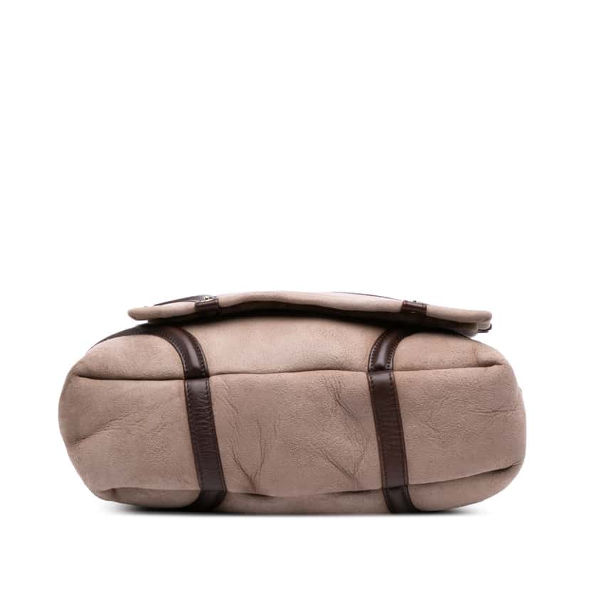 Chanel CC Suede and Shearling Messenger Bag Brown Leather Good condition - Inside View