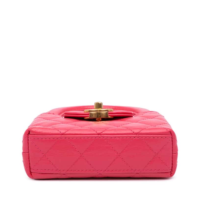 Chanel Mini Nano Aged Calfskin Kelly Shopper Bag Pink Leather Good condition - Inside View