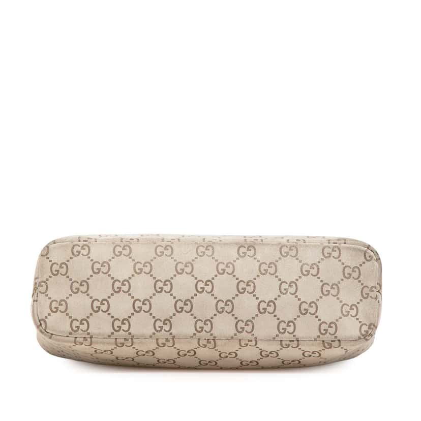 Gucci GG Suede Metal Top Handle Bag Grey Leather Good condition - Inside View