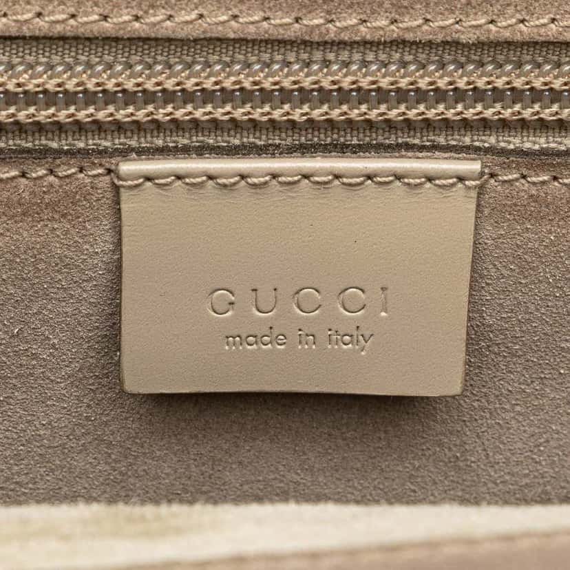 Gucci GG Suede Metal Top Handle Bag Grey Leather Good condition - Box View