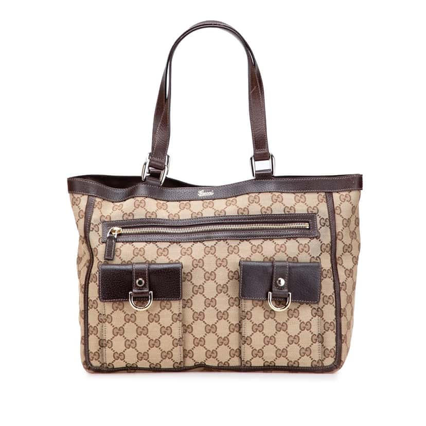Gucci GG Canvas Abbey D Ring Pocket Tote Brown Canvas Good condition - Front View