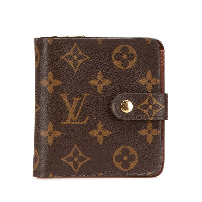 Louis Vuitton Monogram Bifold Compact Wallet Brown Canvas Good condition - Front View