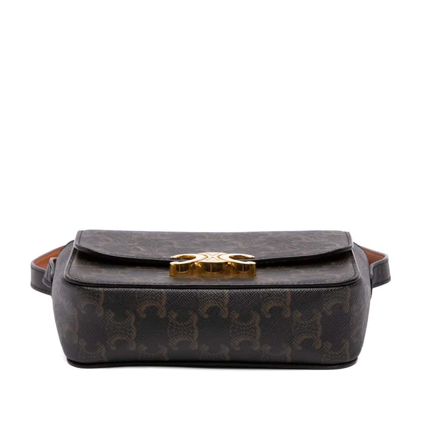 Celine Teen Triomphe Coated Canvas Triomphe Crossbody Brown Canvas Good condition - Inside View